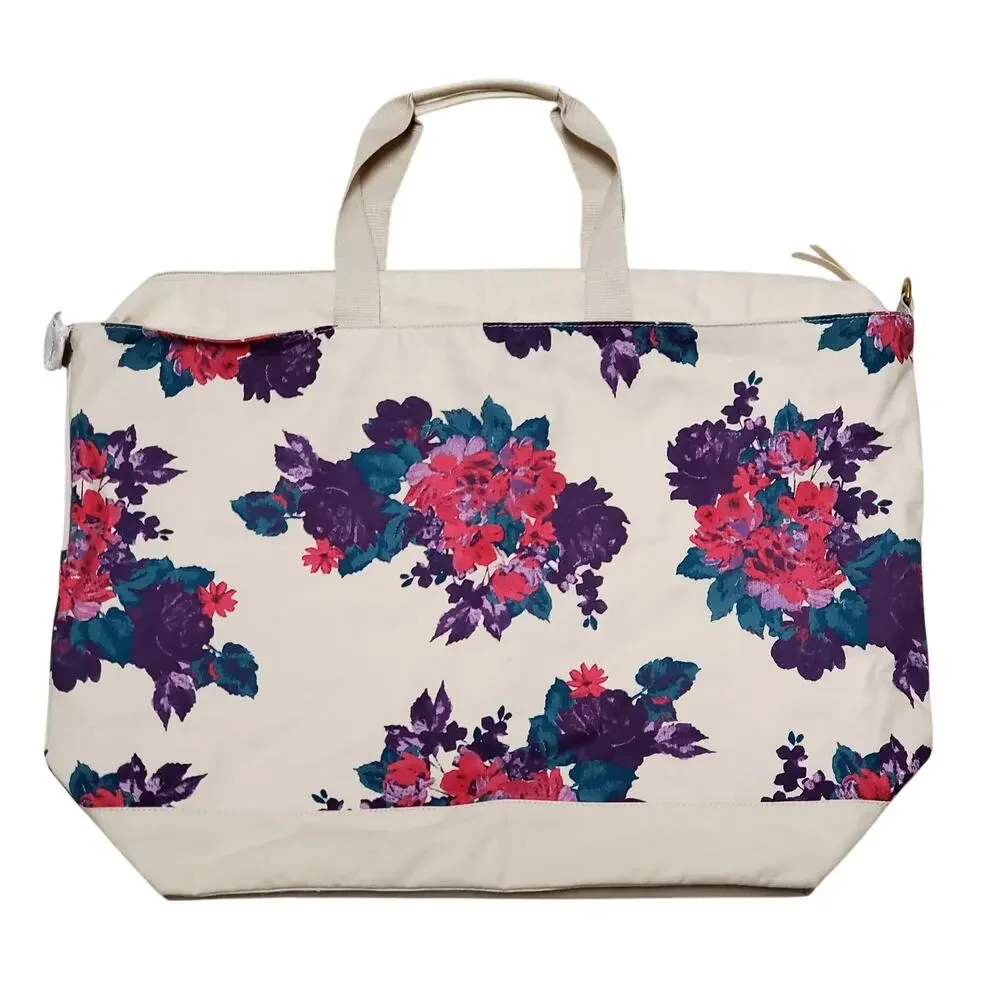 Soft Surrounding Large Purple Floral Canvas Bag Oversize Tote 22 x 16